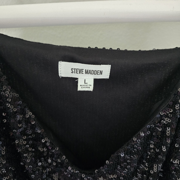 Steve Madden Black Sequin Camisole Size L Party Night Out - Picture 6 of 6